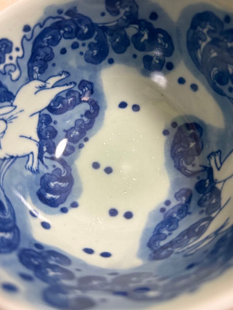 骨董 陶器 兎 波兎 盃洗 入れ物 柄杓立 ？　柄杓置 ？