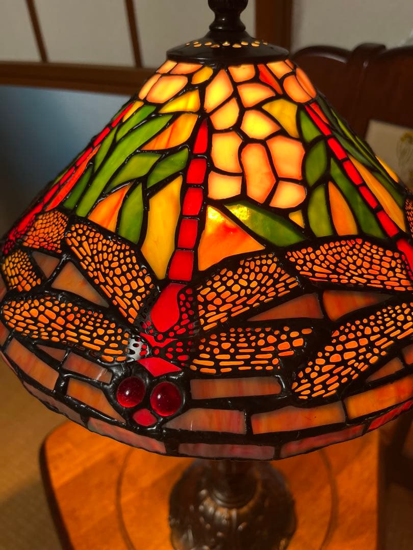 アンティーク　ステンドグラス　とんぼ模様　ティファニースタイル　ドラゴンフライ