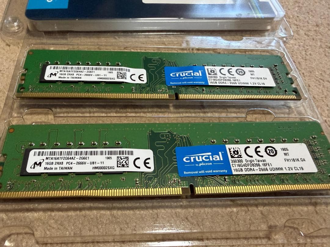 メモリー DDR4-2666 32GB crucial