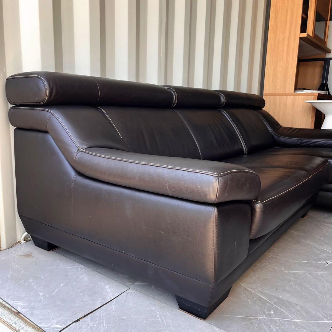 取付無料！カリモク家具 ZU53 本革ショコラソファ・オットマン✨