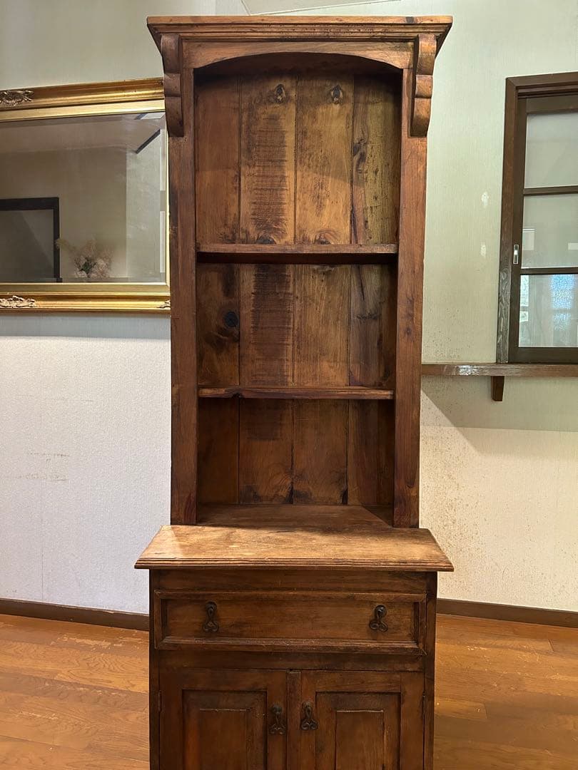 ヨーロッパ　アンティーク剥離家具　無垢 飾り棚 ディスプレイ キャビネット食器棚