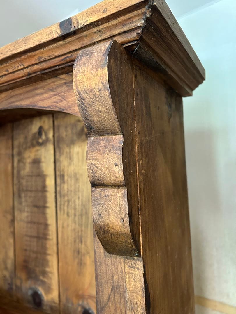 ヨーロッパ　アンティーク剥離家具　無垢 飾り棚 ディスプレイ キャビネット食器棚