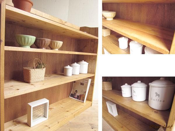 サイズ、デザインオーダー可！超ワイド4段ラック●ナチュラルブラウン無垢材受注製作