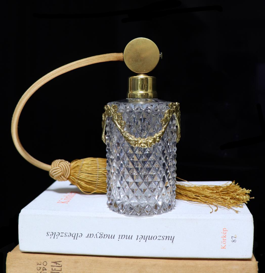 オールド・バカラ 珍品 ブロンズ装飾 ディアマンビゾー バルブ式アトマイザー