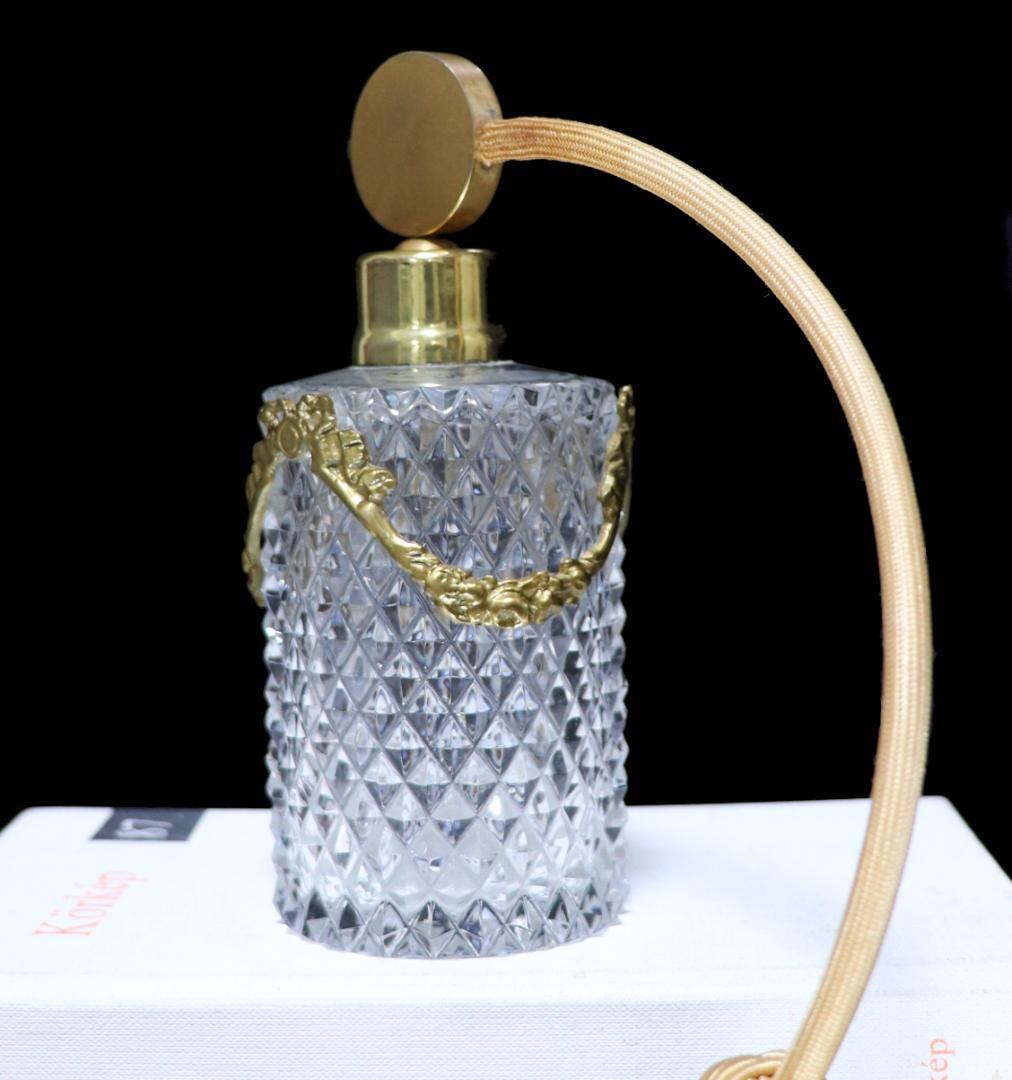 オールド・バカラ 珍品 ブロンズ装飾 ディアマンビゾー バルブ式アトマイザー