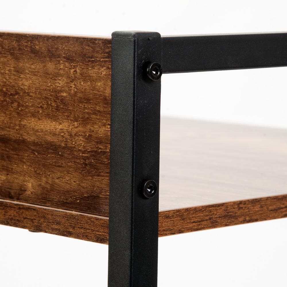 パソコンデスク引き出し付き3段シェルフ付木製 ミシン台書斎机学習机