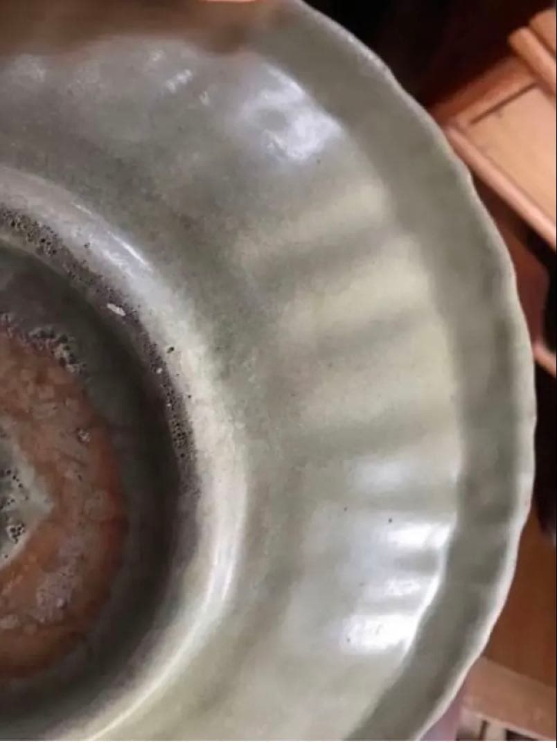 【１６〜１７世紀・アンティーク】青磁(茶盤・茶船)鑑賞スタンド付・３点セット