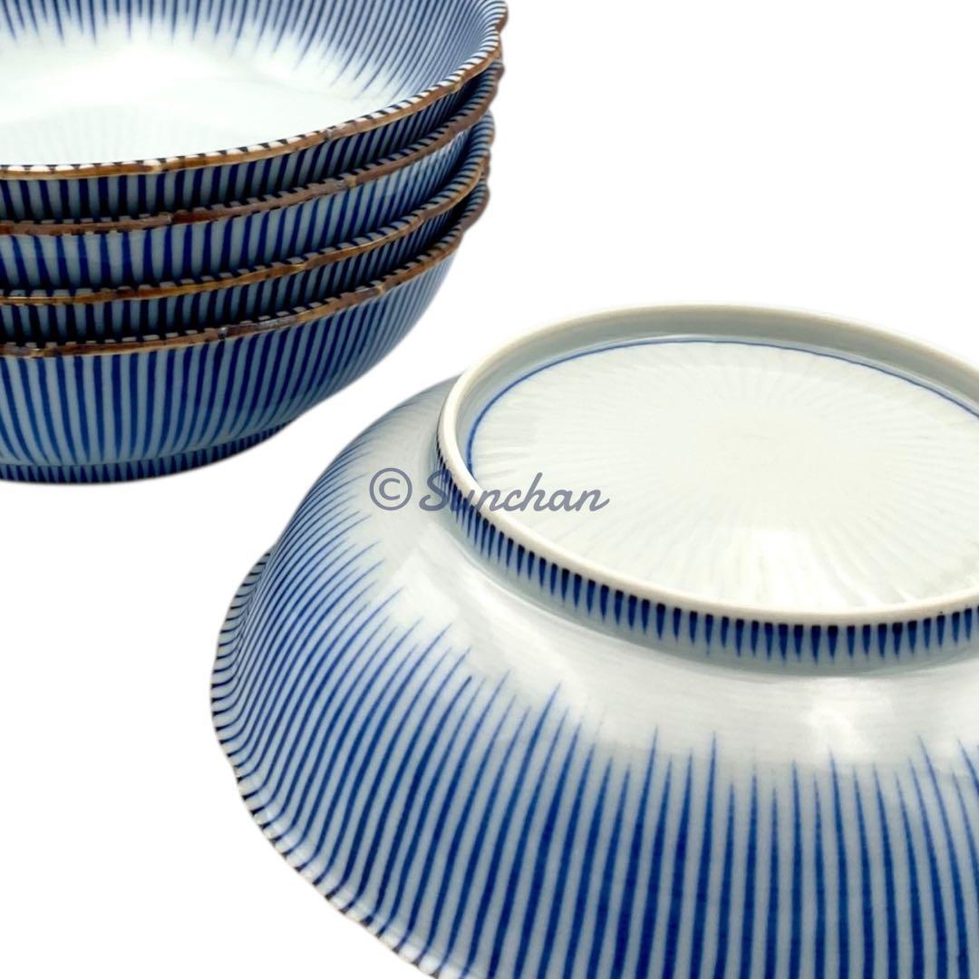 【美品】 京焼 清水焼 染付十草 5Pセット 深皿 小鉢 銘々皿 煮物碗 小皿