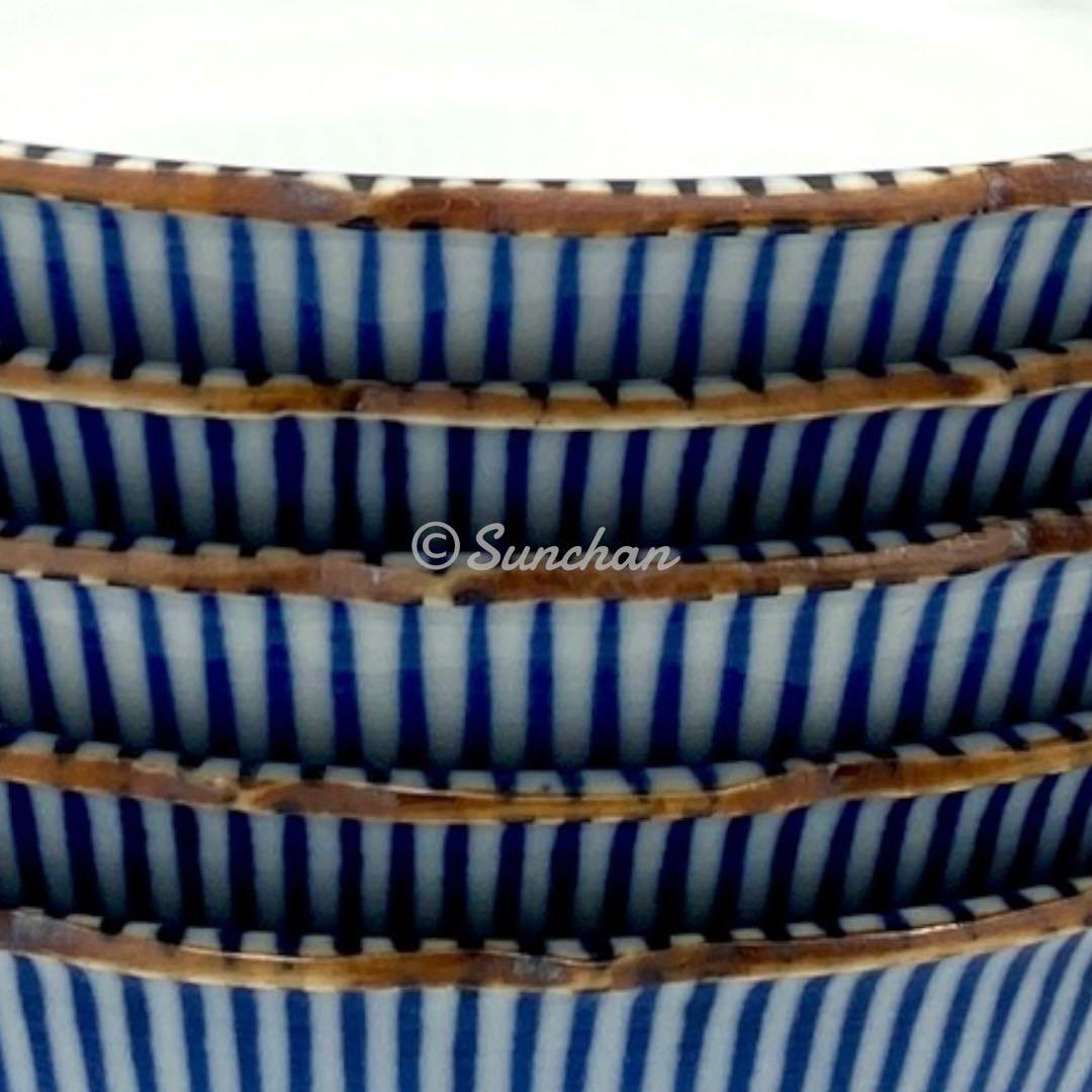 【美品】 京焼 清水焼 染付十草 5Pセット 深皿 小鉢 銘々皿 煮物碗 小皿