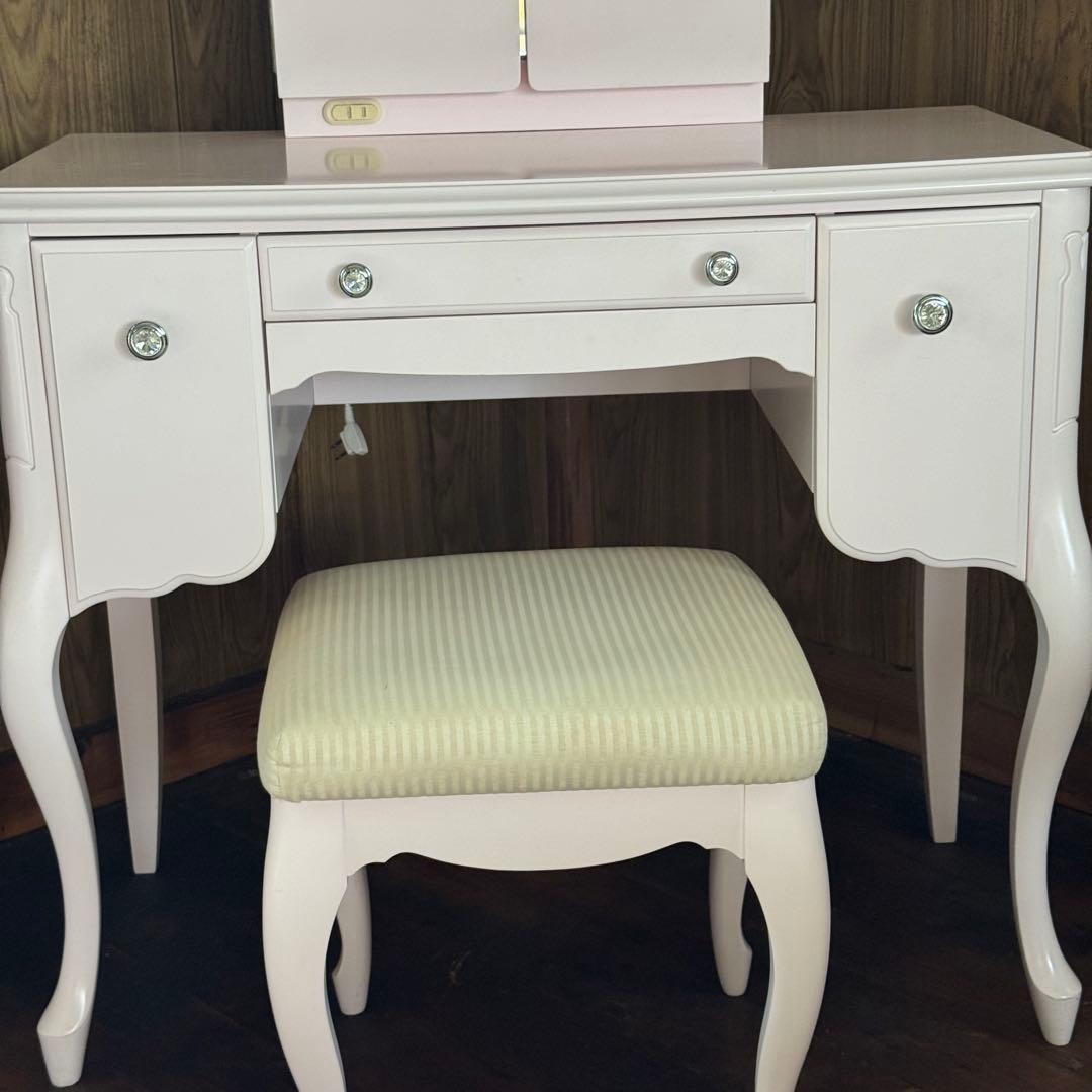 美品★ 東海家具 Fleur ドレッサー スツール ホワイト　猫脚　三面鏡