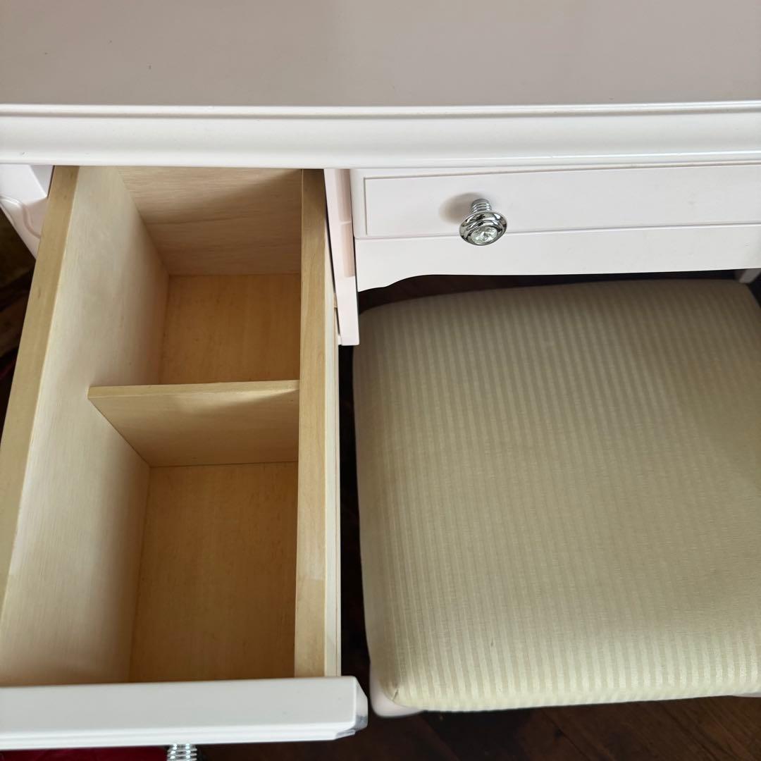 美品★ 東海家具 Fleur ドレッサー スツール ホワイト　猫脚　三面鏡