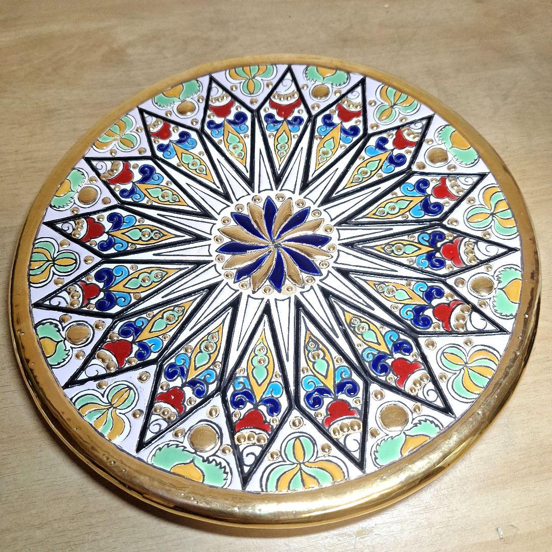 美品　スペイン製 Artecer セビリア 24金手描き 飾り皿 クエルダ・セカ