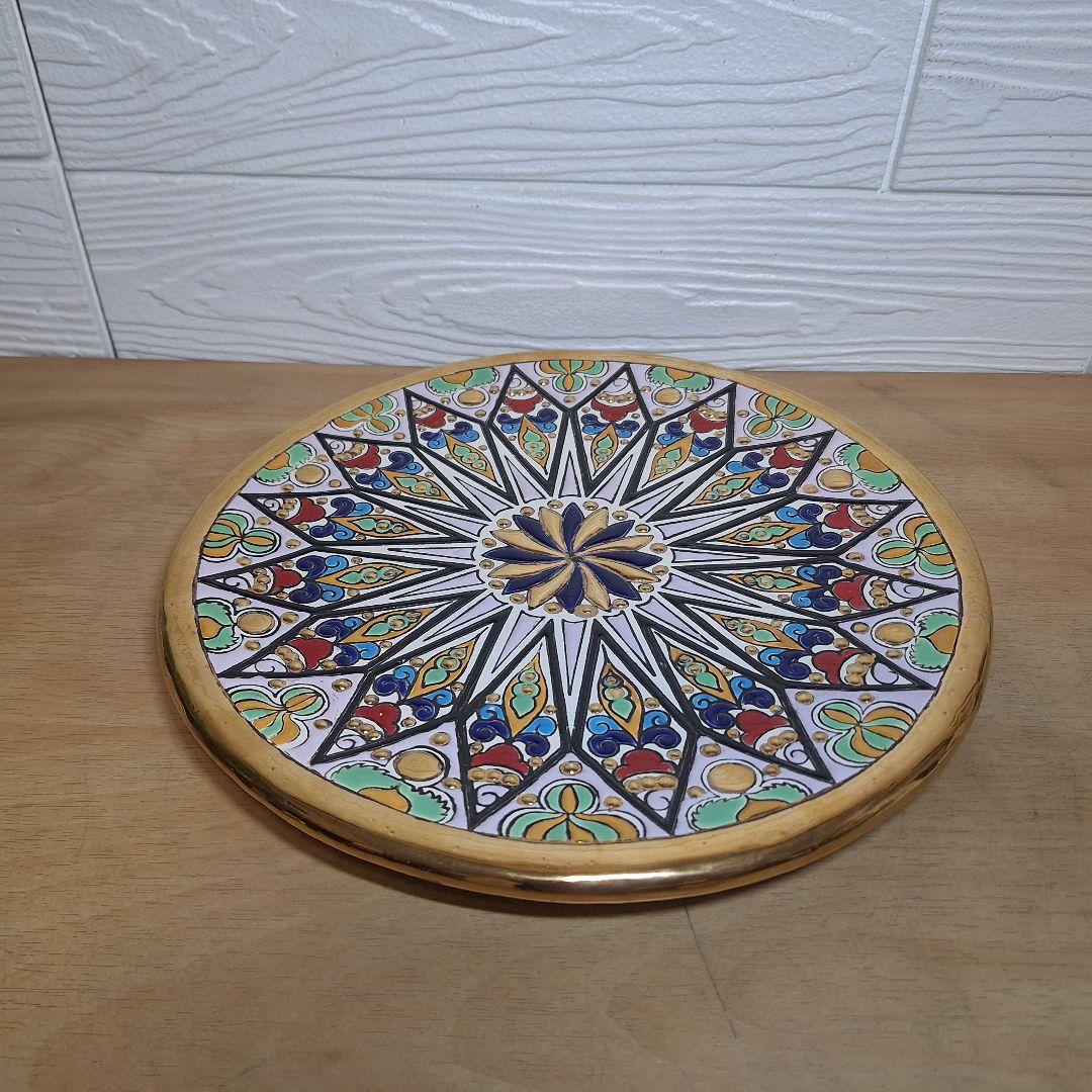美品　スペイン製 Artecer セビリア 24金手描き 飾り皿 クエルダ・セカ
