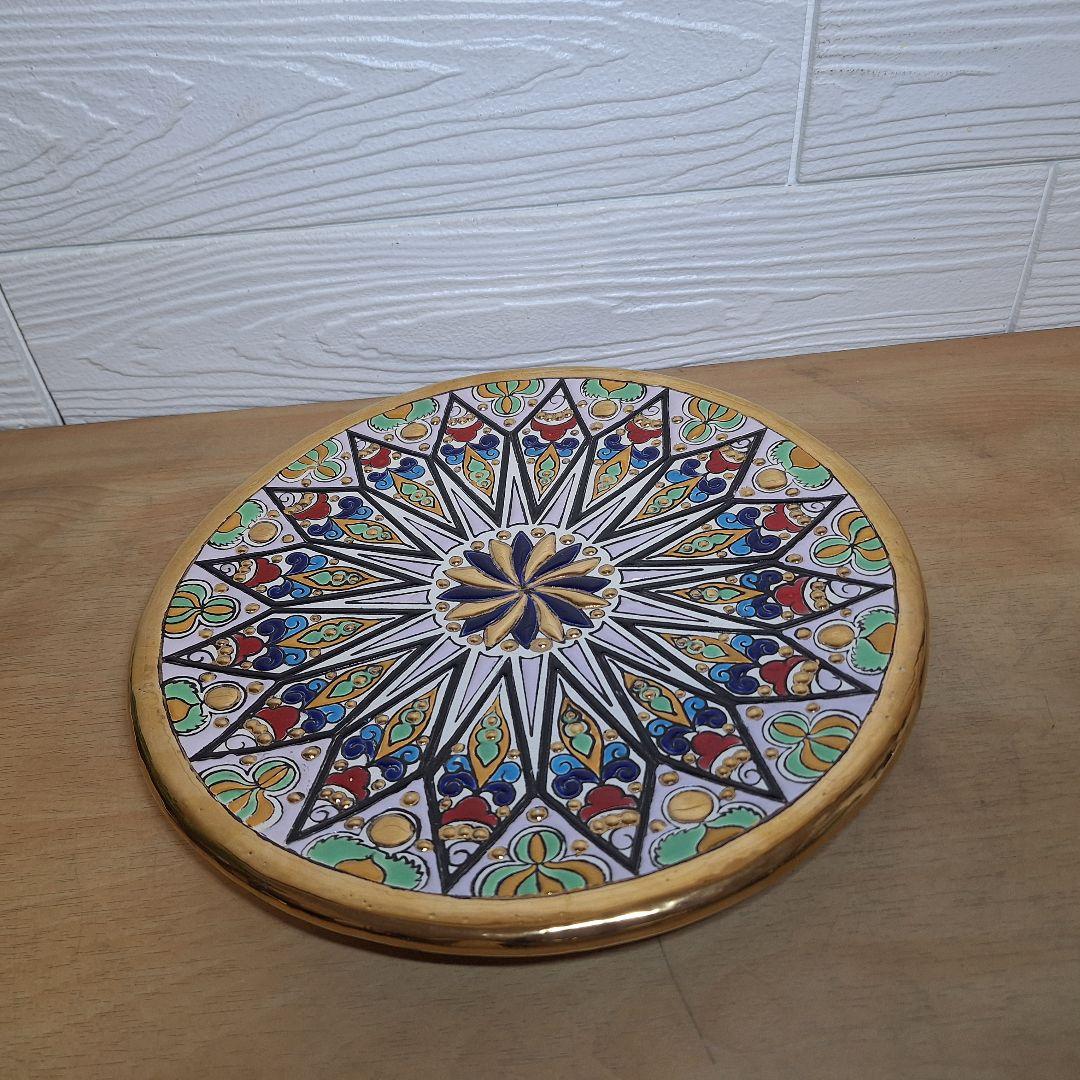 美品　スペイン製 Artecer セビリア 24金手描き 飾り皿 クエルダ・セカ