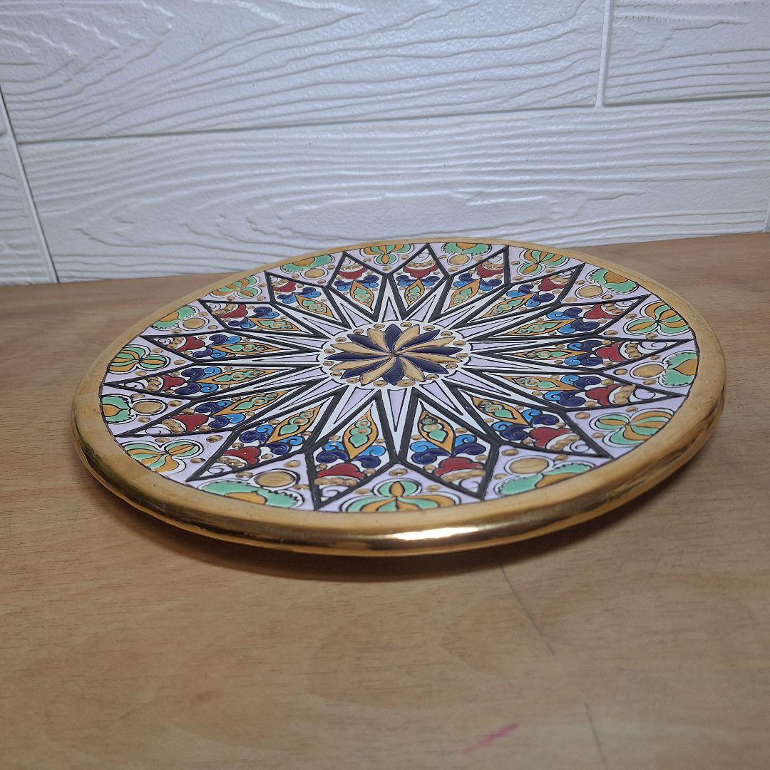 美品　スペイン製 Artecer セビリア 24金手描き 飾り皿 クエルダ・セカ