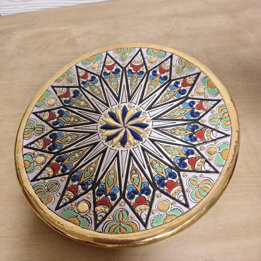 美品　スペイン製 Artecer セビリア 24金手描き 飾り皿 クエルダ・セカ