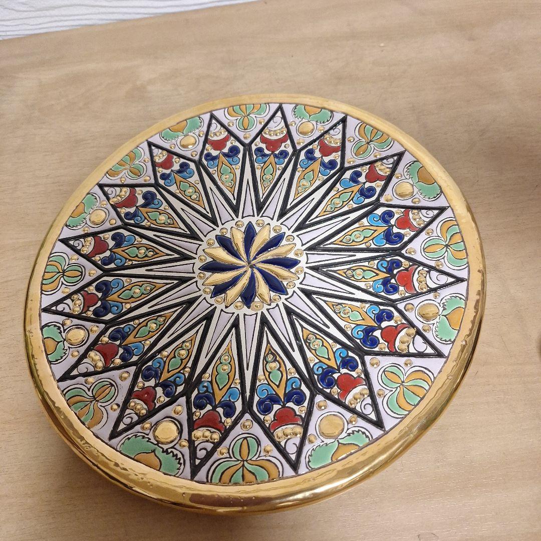 美品　スペイン製 Artecer セビリア 24金手描き 飾り皿 クエルダ・セカ