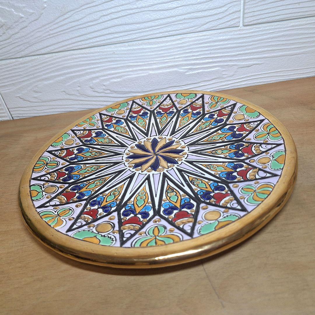 美品　スペイン製 Artecer セビリア 24金手描き 飾り皿 クエルダ・セカ