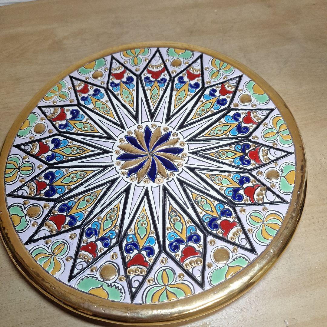 美品　スペイン製 Artecer セビリア 24金手描き 飾り皿 クエルダ・セカ