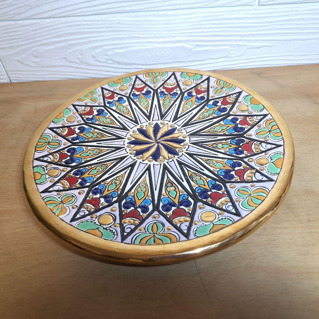 美品　スペイン製 Artecer セビリア 24金手描き 飾り皿 クエルダ・セカ