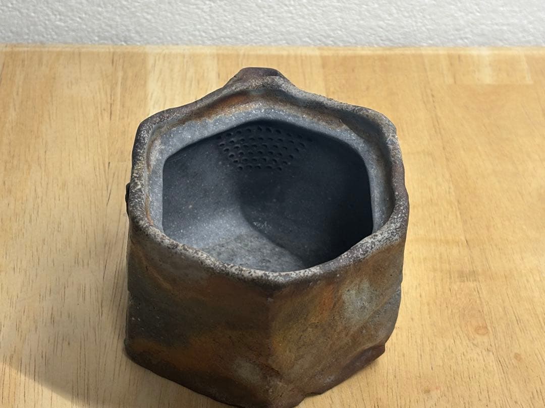 87. 備前焼 宝瓶 登り窯 龍 りゅう 6角 手びねり 急須