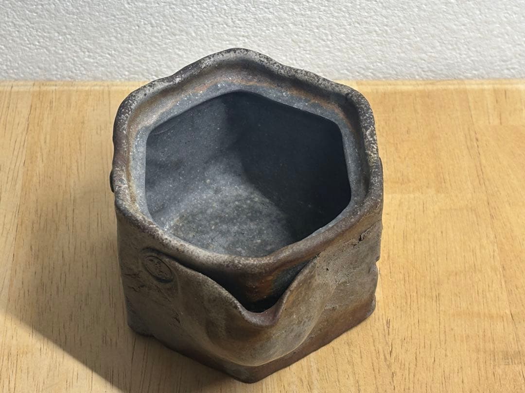 87. 備前焼 宝瓶 登り窯 龍 りゅう 6角 手びねり 急須