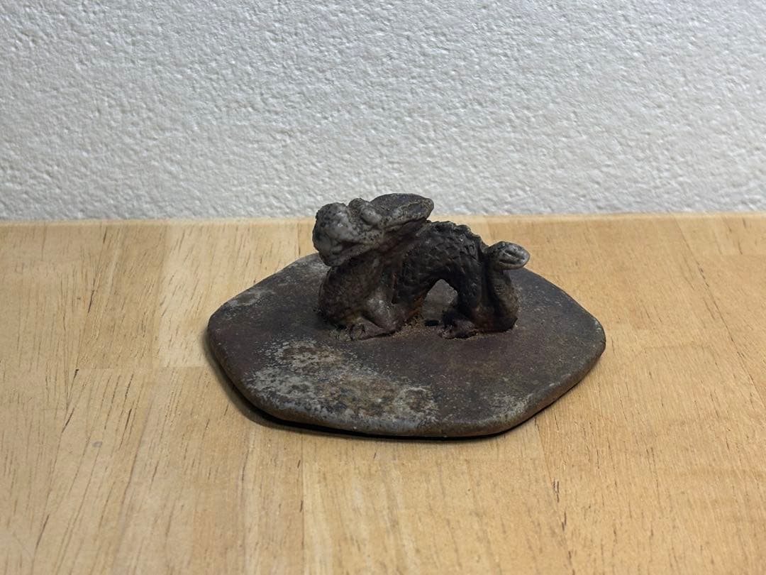 87. 備前焼 宝瓶 登り窯 龍 りゅう 6角 手びねり 急須