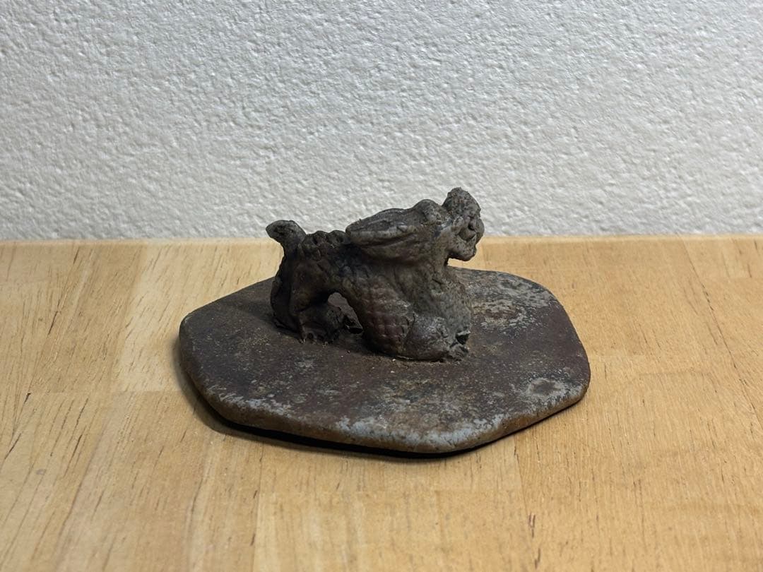 87. 備前焼 宝瓶 登り窯 龍 りゅう 6角 手びねり 急須