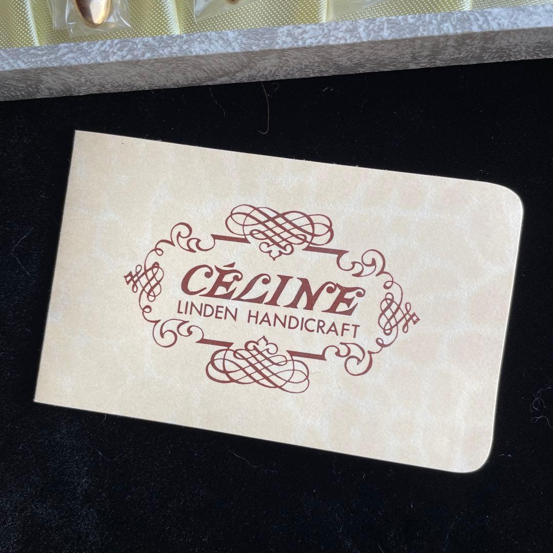 新品未使用　リンデン　ゴールド仕上げ　薔薇の七宝焼スプーン　6本箱入