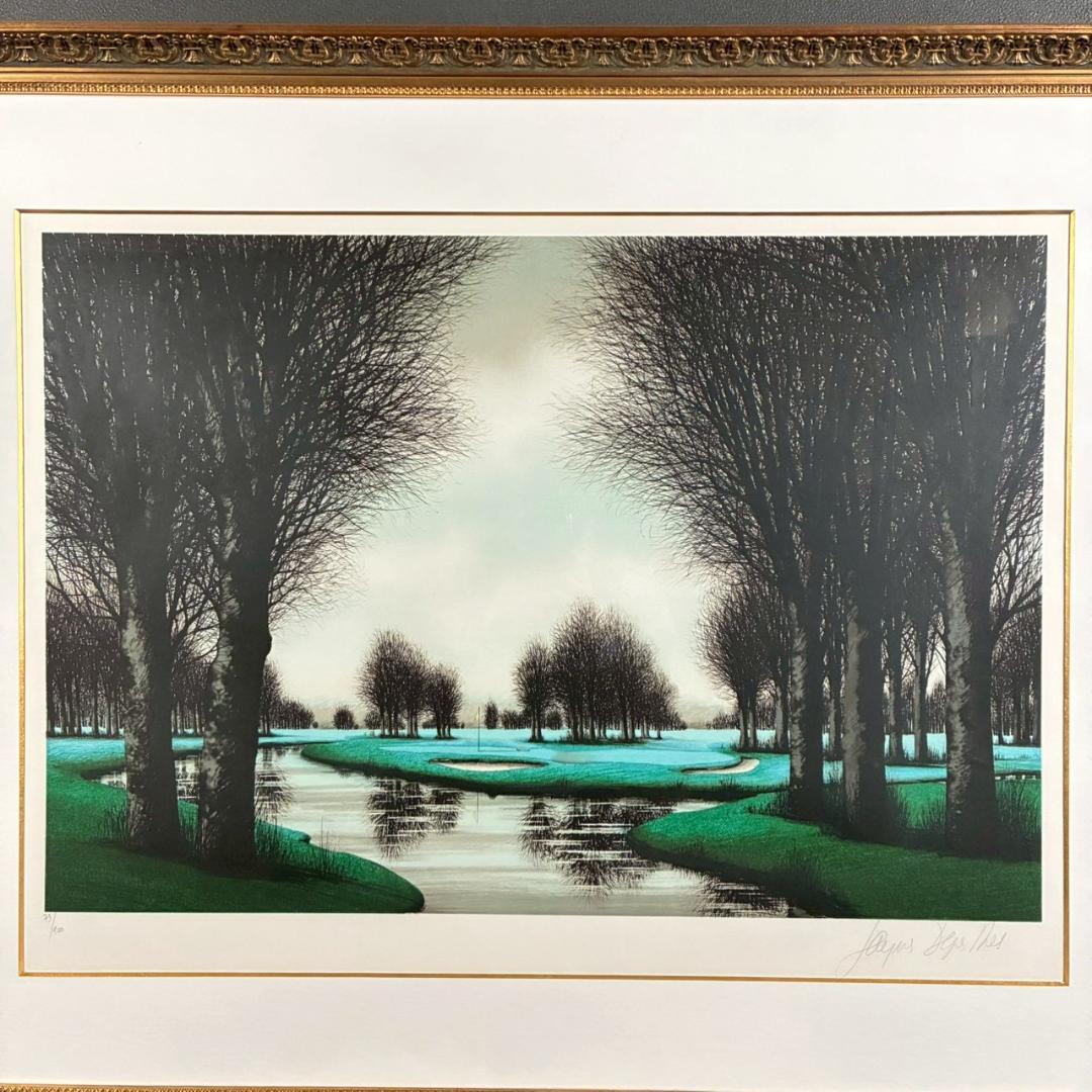 美品 ジャック・デペルト「フォレストオークスゴルフ場」リトグラフ 大作 サイン入