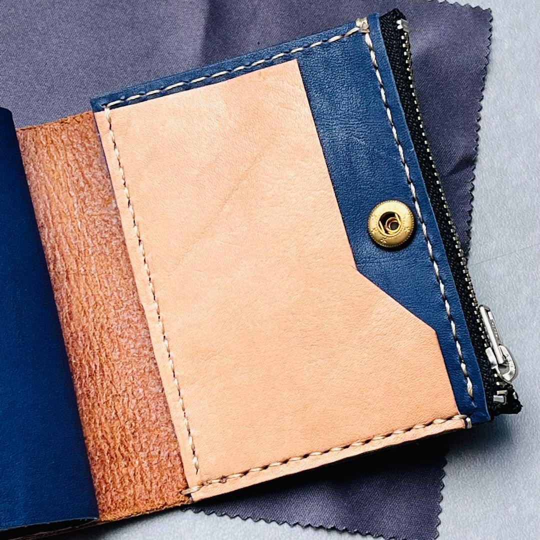 ヌメ本革 コンパクト 二つ折り財布