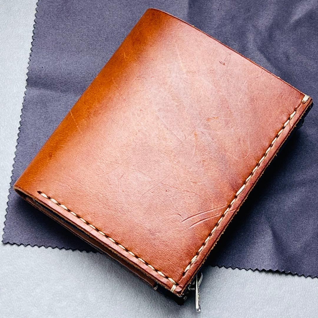 ヌメ本革 コンパクト 二つ折り財布