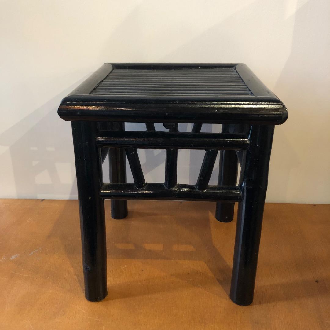 昭和レトロ　黒塗り　バンブー　竹製　飾り台　花台　アンティーク　盆栽　観葉植物