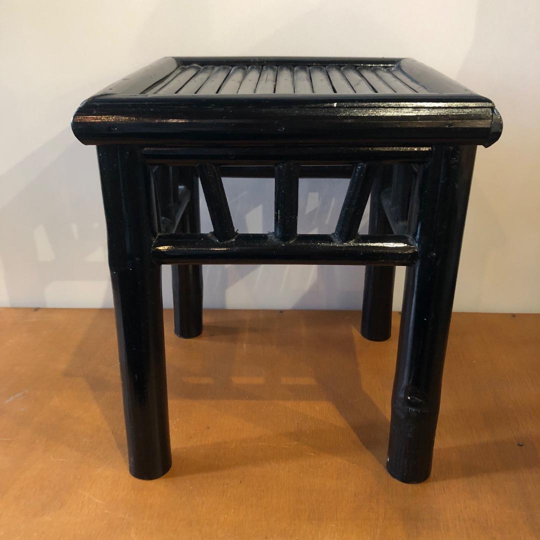 昭和レトロ　黒塗り　バンブー　竹製　飾り台　花台　アンティーク　盆栽　観葉植物