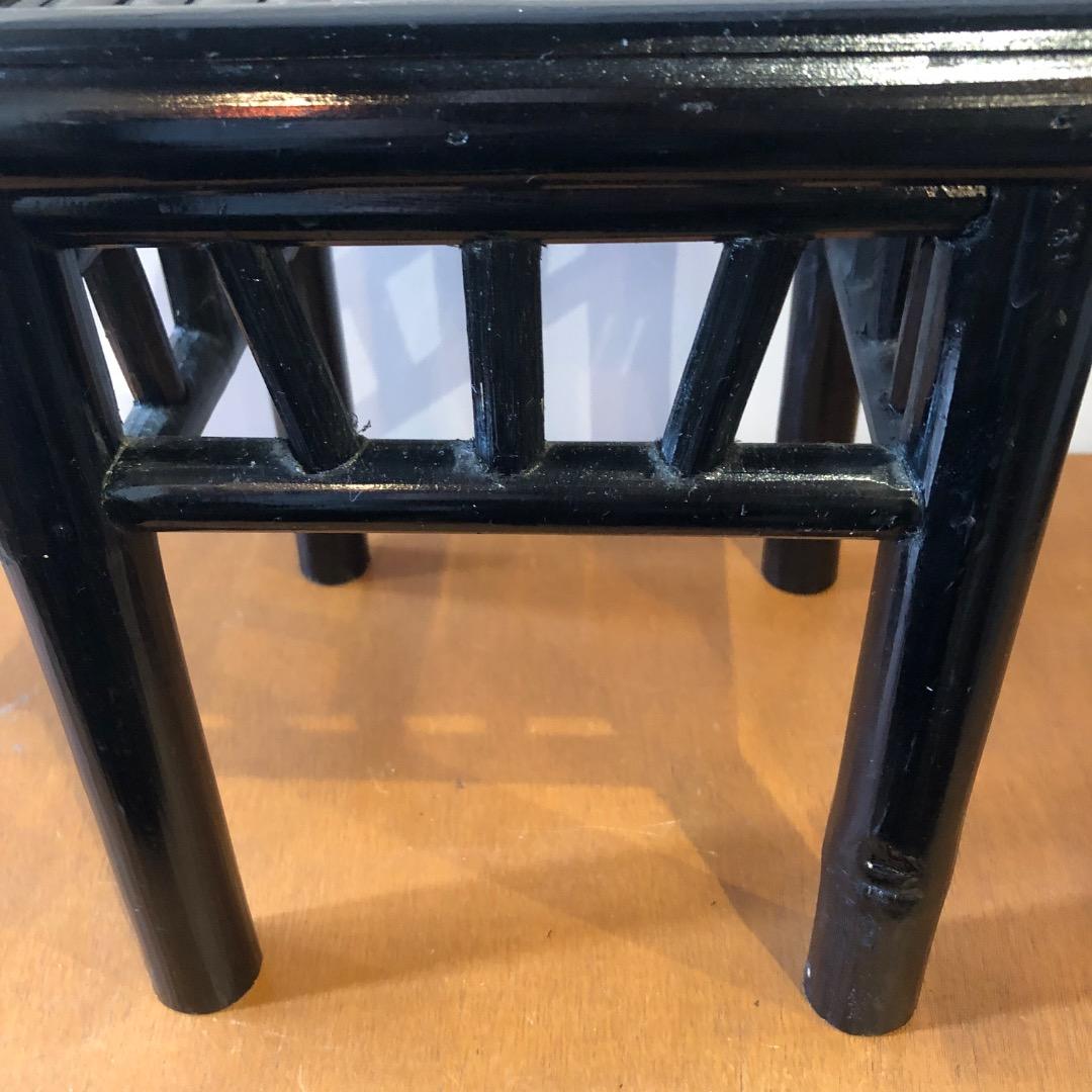 昭和レトロ　黒塗り　バンブー　竹製　飾り台　花台　アンティーク　盆栽　観葉植物