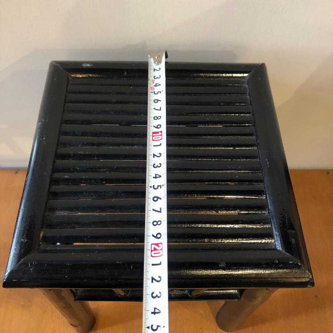 昭和レトロ　黒塗り　バンブー　竹製　飾り台　花台　アンティーク　盆栽　観葉植物