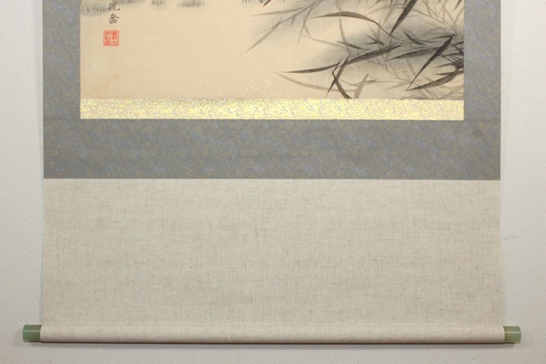 No5367 掛軸　愛新覚羅毓奮　双朱鷺図　紙本着色　唐物　中国画　送料無料