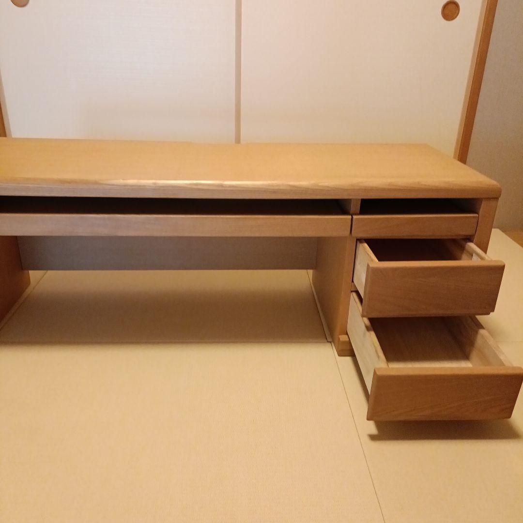天然木PCデスク 引き出し付き