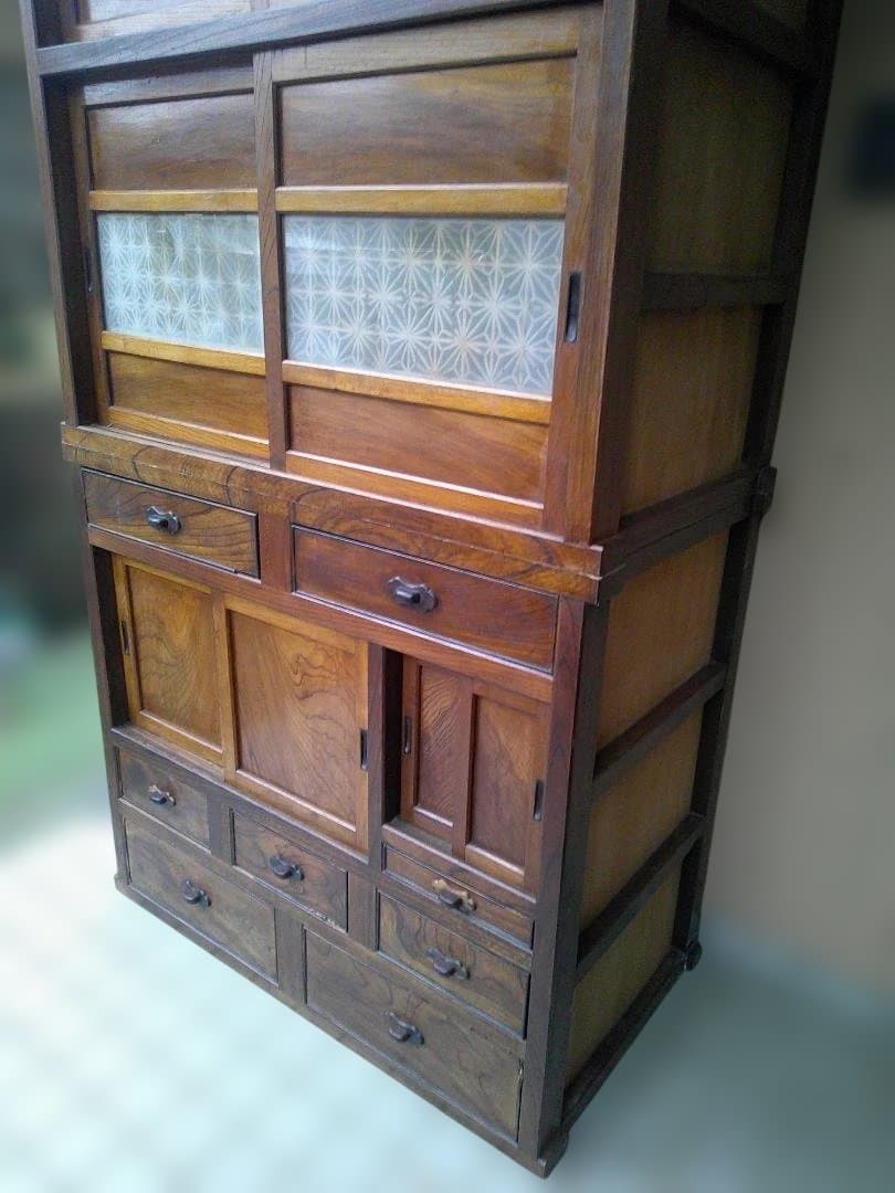 ■昭和レトロ　水屋箪笥　　アンティーク家具　　和風食器ダンス　　■