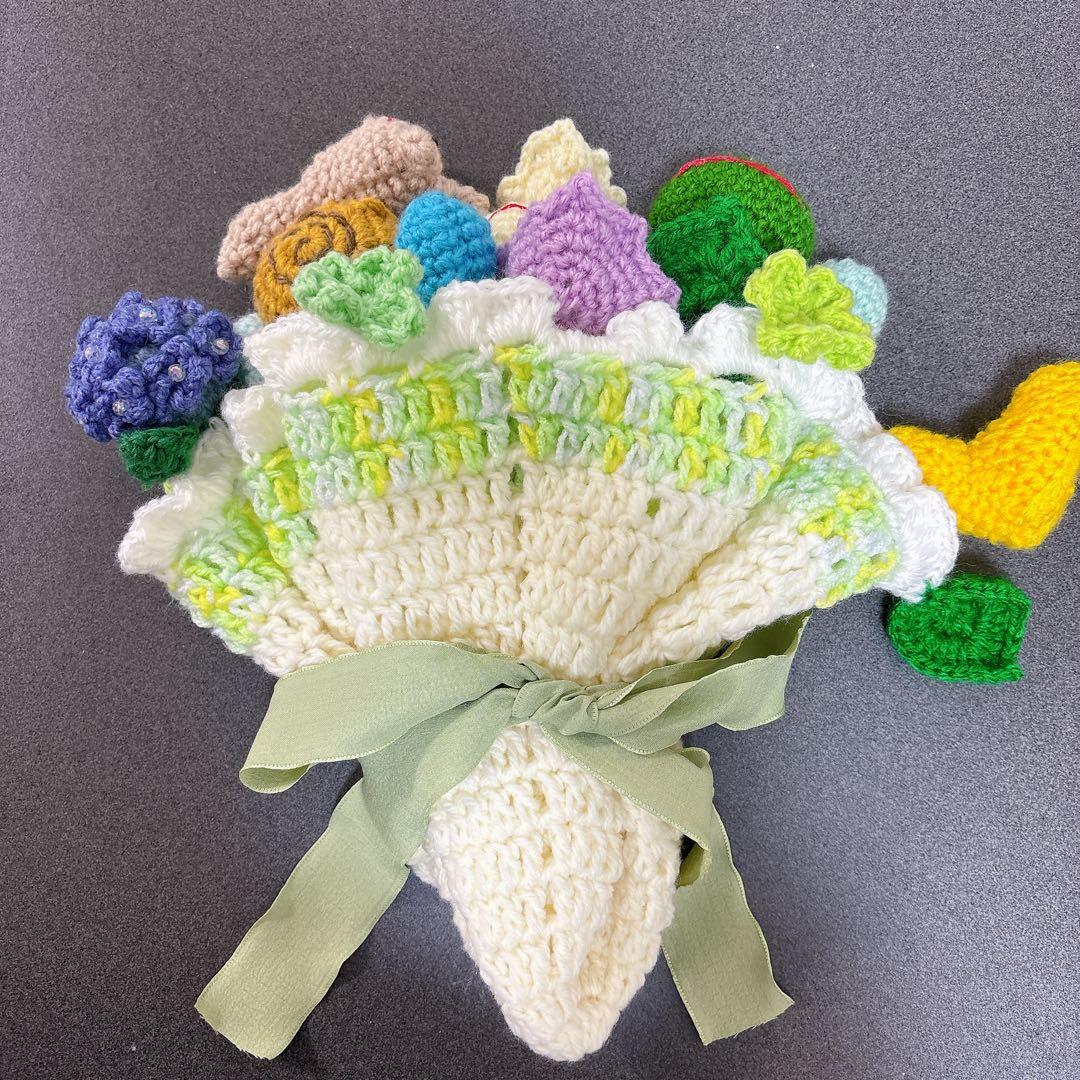 ブーケブランケット　カエル　梅雨　紫陽花　枯れない花　あみぐるみ