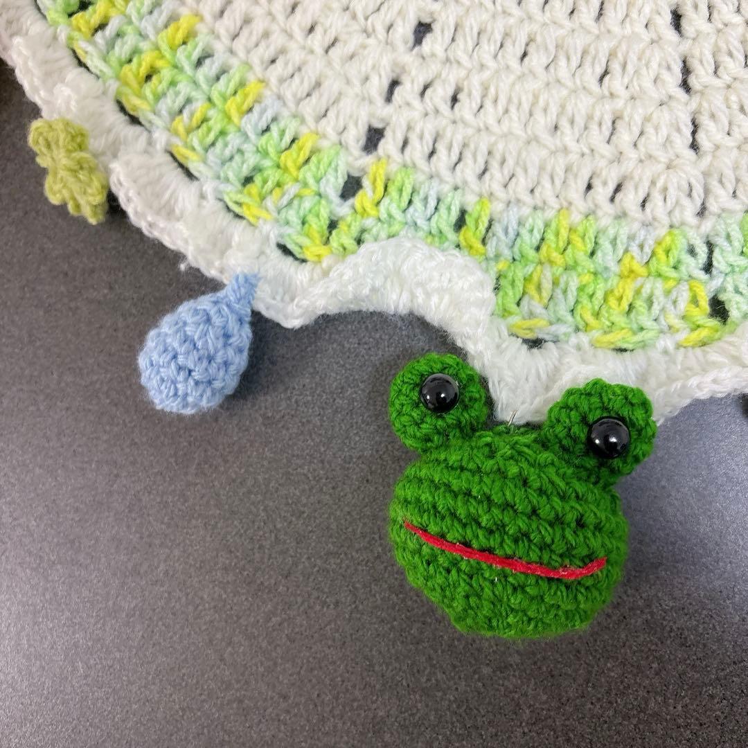 ブーケブランケット　カエル　梅雨　紫陽花　枯れない花　あみぐるみ