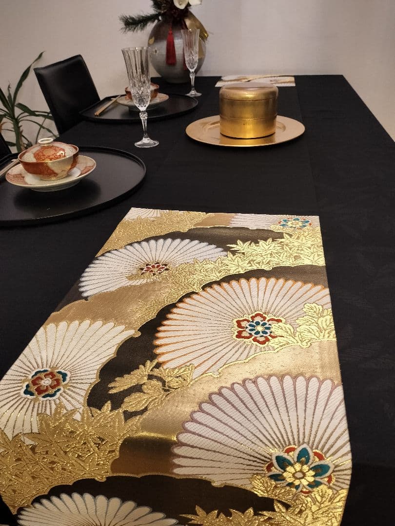 A818高級‼️ひな祭り‼️袋帯テーブルランナー2m26cm