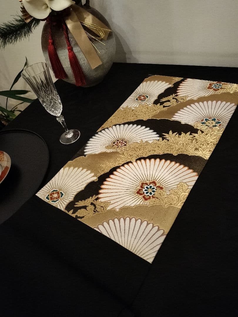 A818高級‼️ひな祭り‼️袋帯テーブルランナー2m26cm