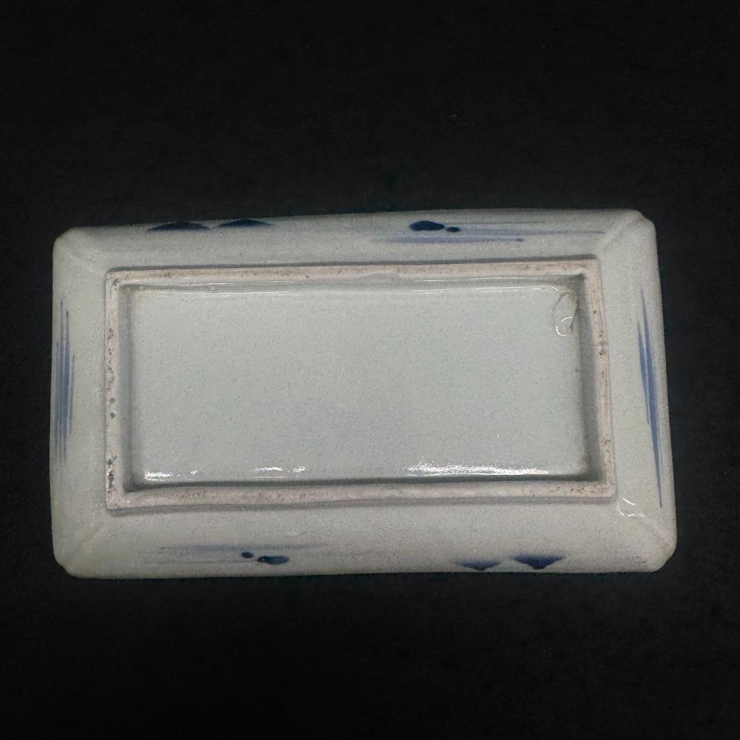 古伊万里　山水図　山水楼閣 染付　角切皿　4客