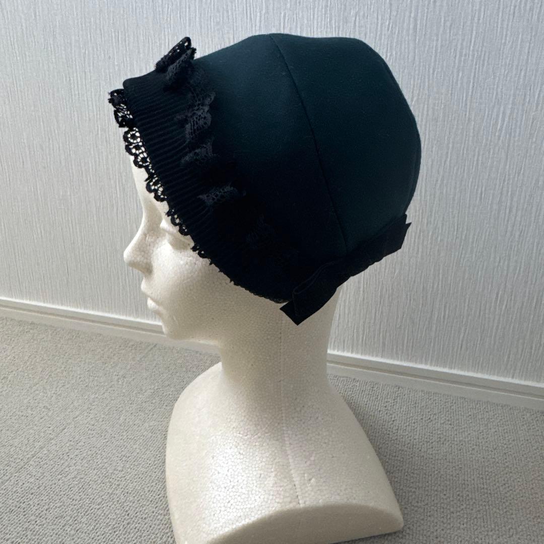 アノンハット ハンドメイド ダークグリーン すずらんのボンネット ロリータ