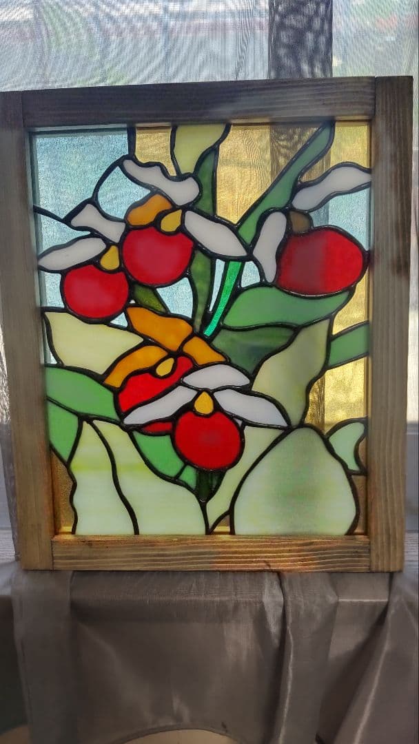 ハンドメイド　ステンドグラス 　胡蝶蘭モチーフ