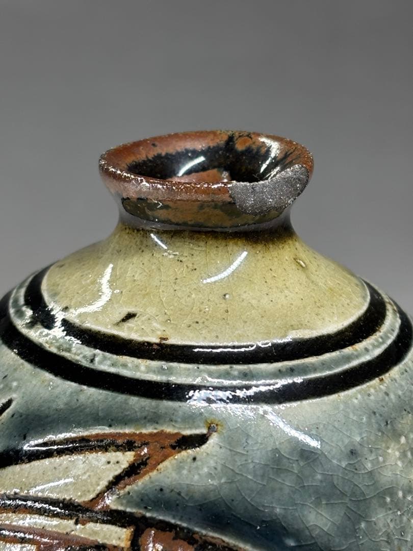 人間国宝『金城次郎』造 魚紋 壷 壺屋焼 花瓶 花生 壺 本物保証