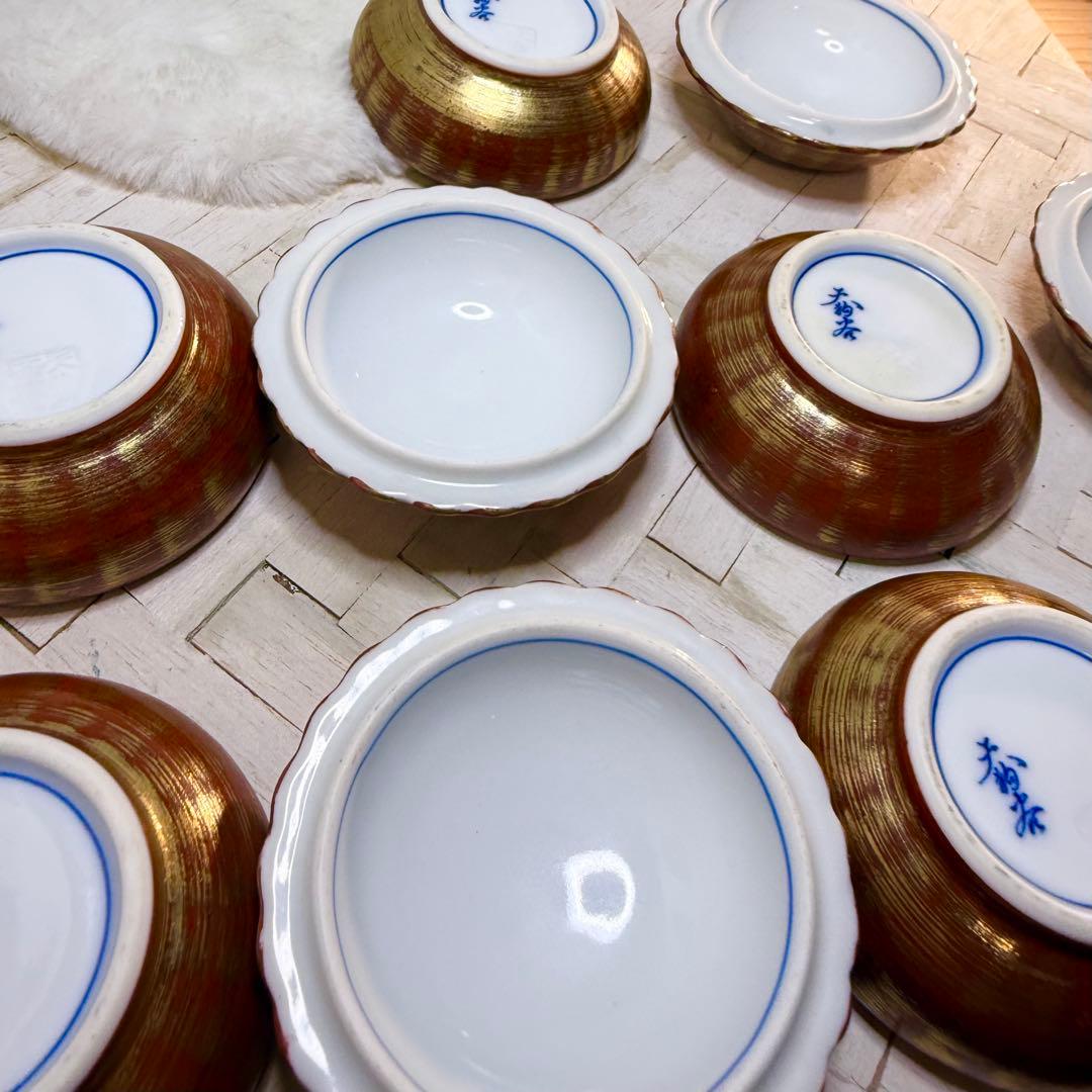 激レアヴィンテージ♡有田焼♡天狗谷窯♡朱巻金彩刷毛目の美しすぎる珍味入れ♡