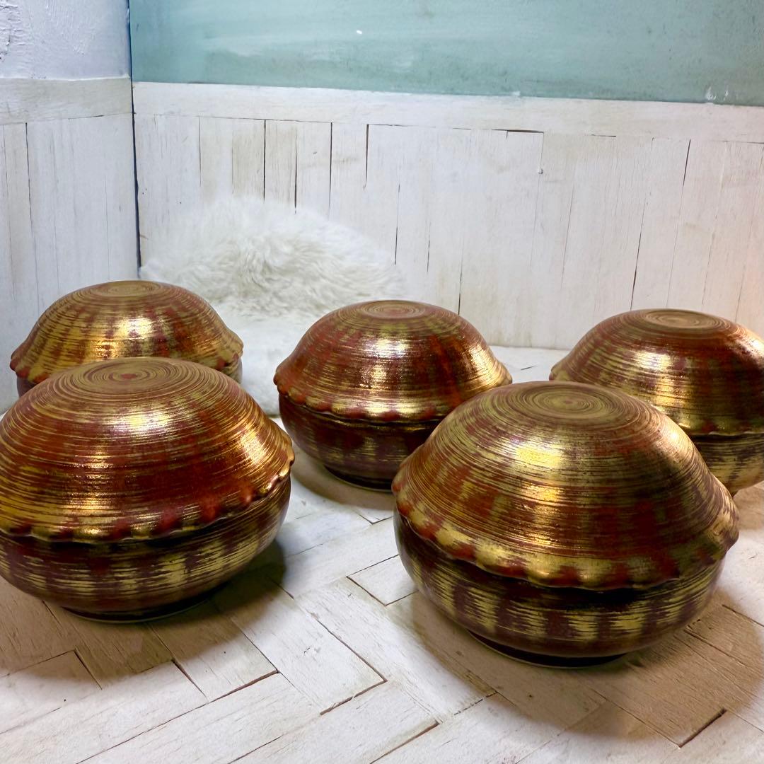 激レアヴィンテージ♡有田焼♡天狗谷窯♡朱巻金彩刷毛目の美しすぎる珍味入れ♡