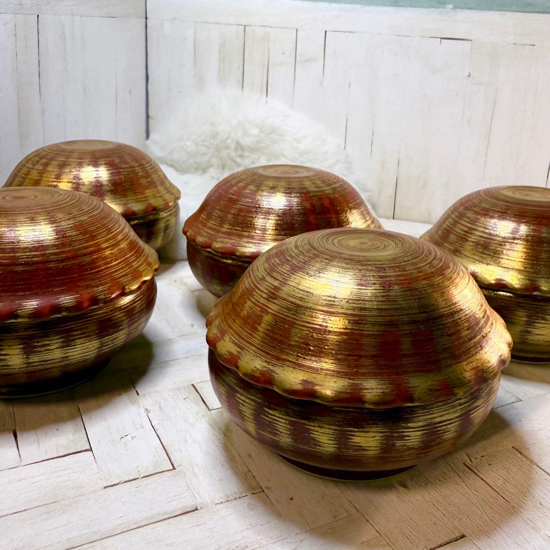 激レアヴィンテージ♡有田焼♡天狗谷窯♡朱巻金彩刷毛目の美しすぎる珍味入れ♡